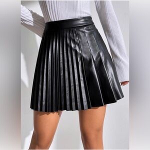 MNG vegan leather pleated mini skirt